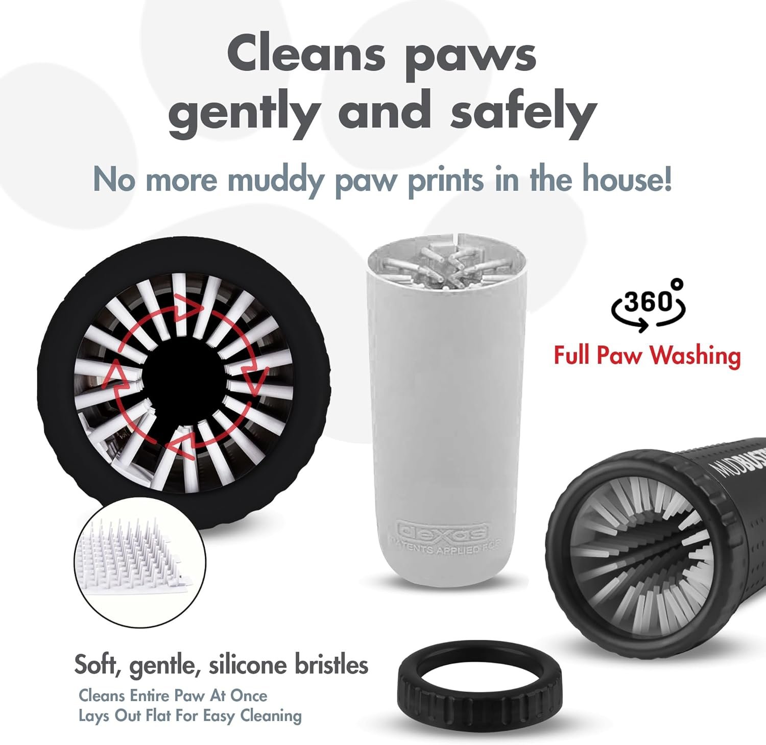 portable dog paw washer large - Dexas MudBuster Portable Dog Paw Washer/Paw Cleaner, Large, Matte Black- Special Edition (PW72025-22WP)