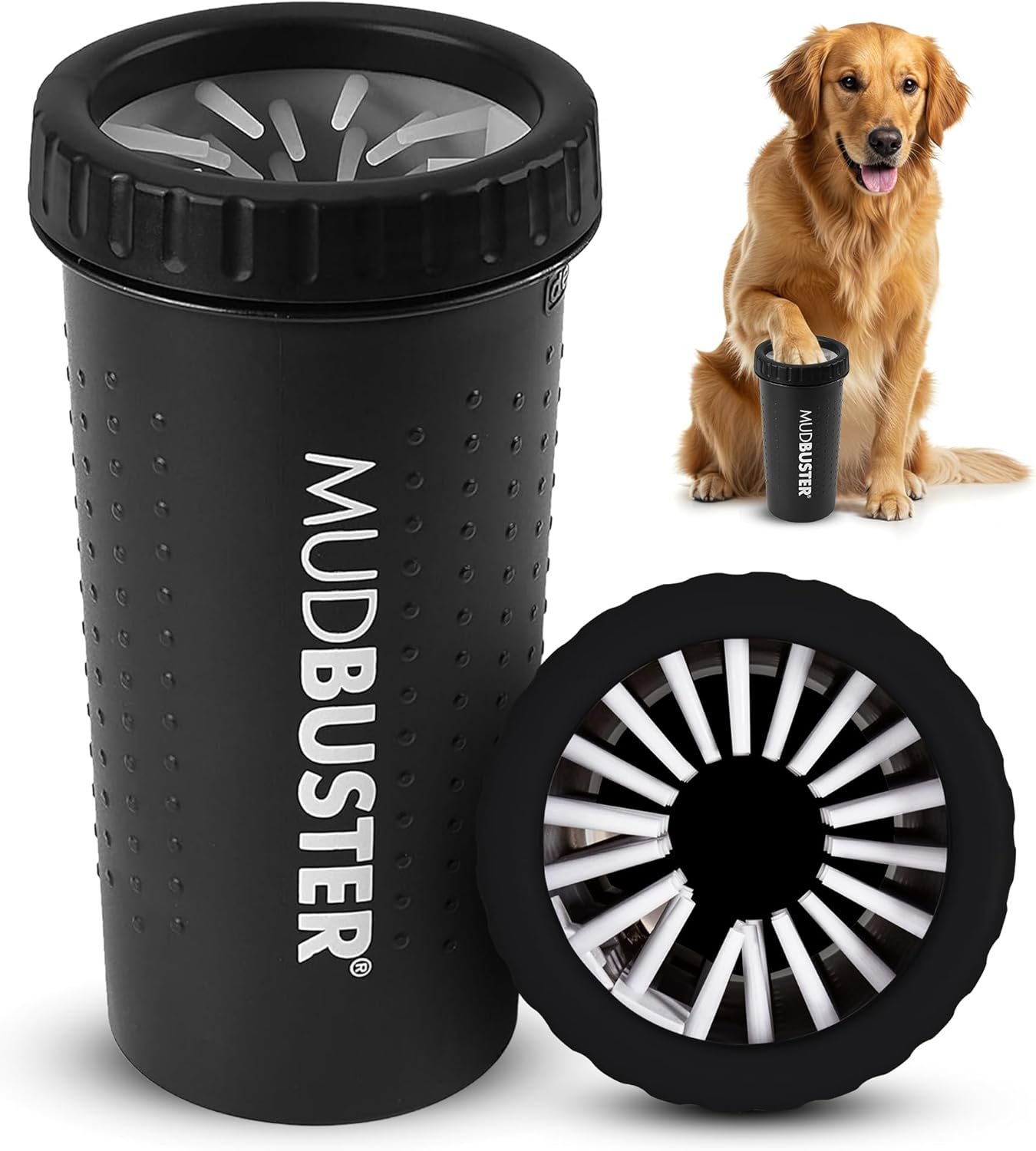 portable dog paw washer large - Dexas MudBuster Portable Dog Paw Washer/Paw Cleaner, Large, Matte Black- Special Edition (PW72025-22WP)