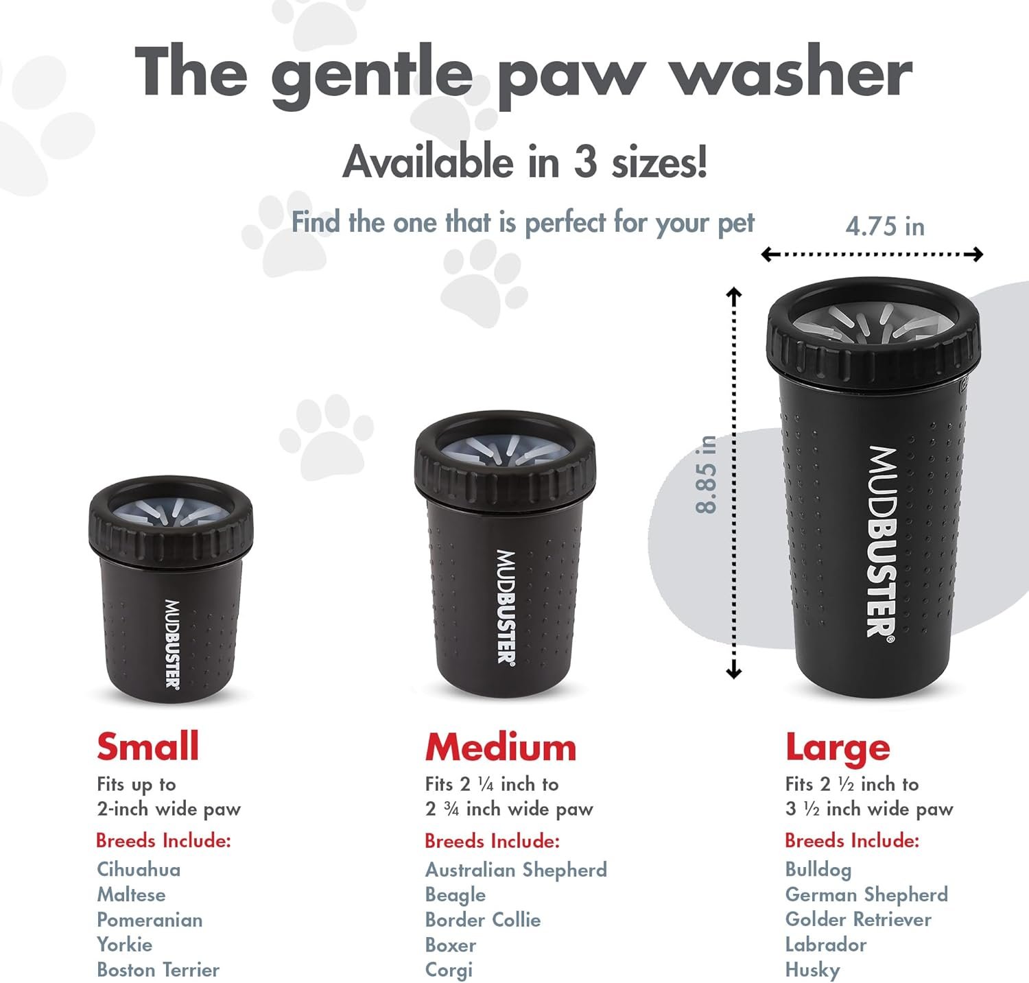 portable dog paw washer large - Dexas MudBuster Portable Dog Paw Washer/Paw Cleaner, Large, Matte Black- Special Edition (PW72025-22WP)