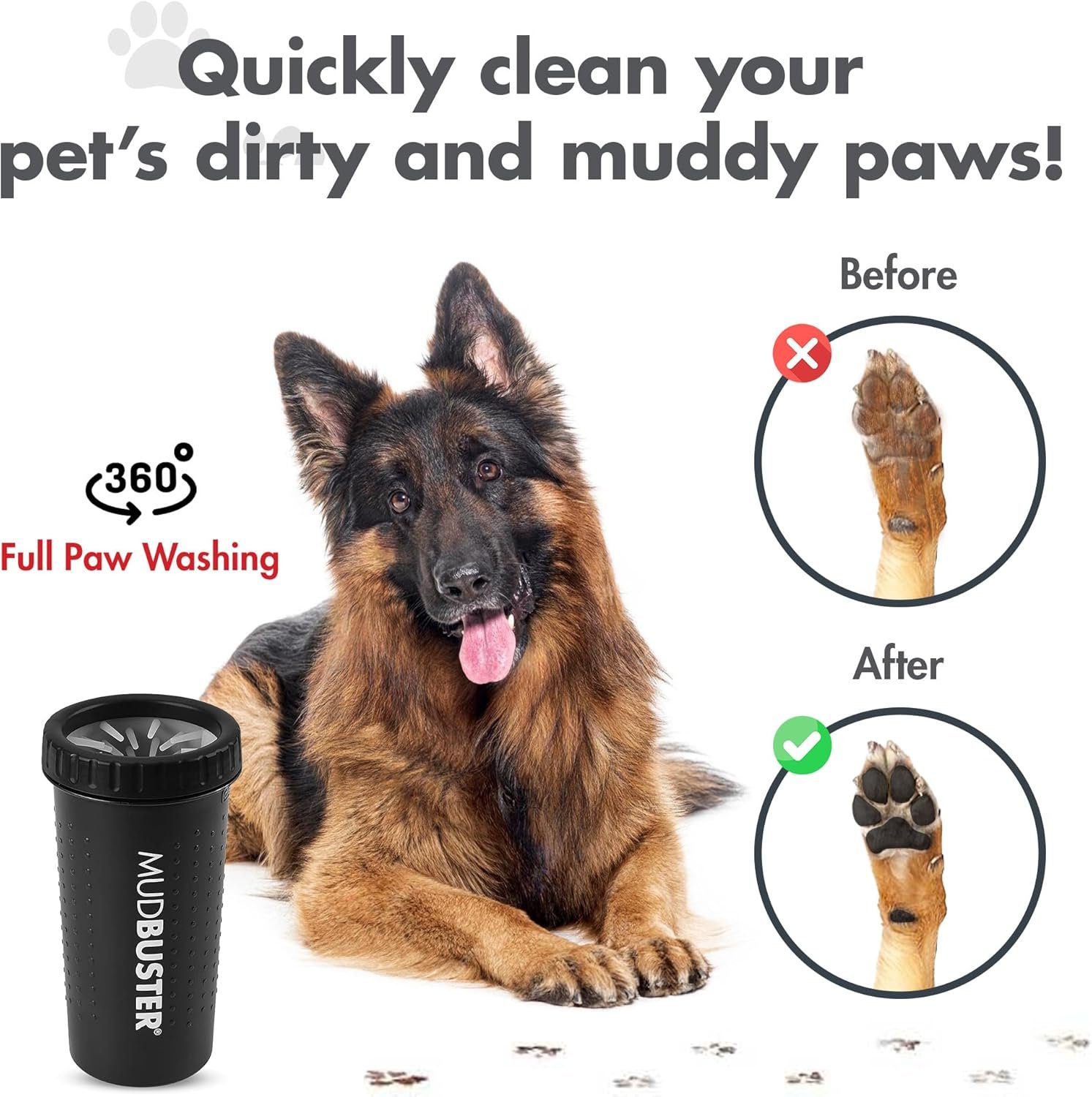 portable dog paw washer large - Dexas MudBuster Portable Dog Paw Washer/Paw Cleaner, Large, Matte Black- Special Edition (PW72025-22WP)