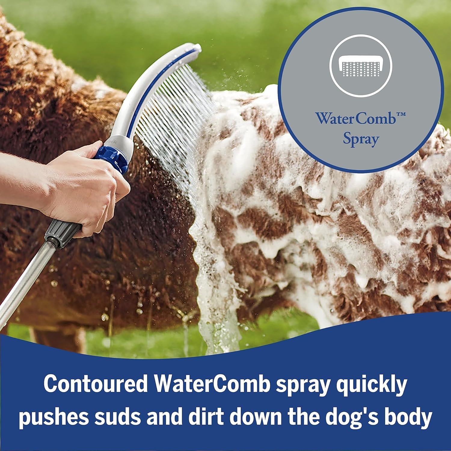 professional dog shower attachment - Waterpik Pet Wand Pro Dog Shower Attachment for Fast and Easy Dog Bathing and Cleaning, Indoor and Outdoor Sprayer Includes 8-Foot Flex Hose, Blue/Grey, PPR-252E