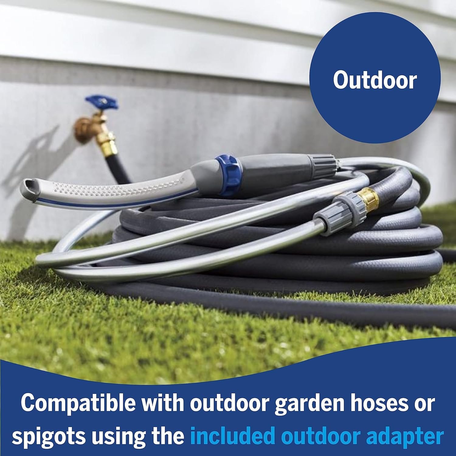 professional dog shower attachment - Waterpik Pet Wand Pro Dog Shower Attachment for Fast and Easy Dog Bathing and Cleaning, Indoor and Outdoor Sprayer Includes 8-Foot Flex Hose, Blue/Grey, PPR-252E